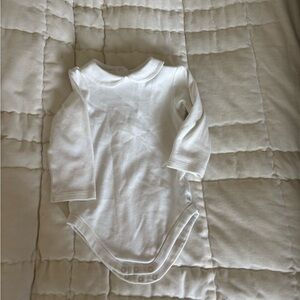 Janie and Jack White Long Sleeve Peter Pan collar bodysuit